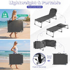 GYMAX Tanning Chair, 3 in 1 Sun Bathing Lounge Chairs with Face/Arm Holes & Side Pocket, Portable Lightweight Face Down Layout Tanning Chair for Outside, Beach, Backyard, Poolside (2, Gray)