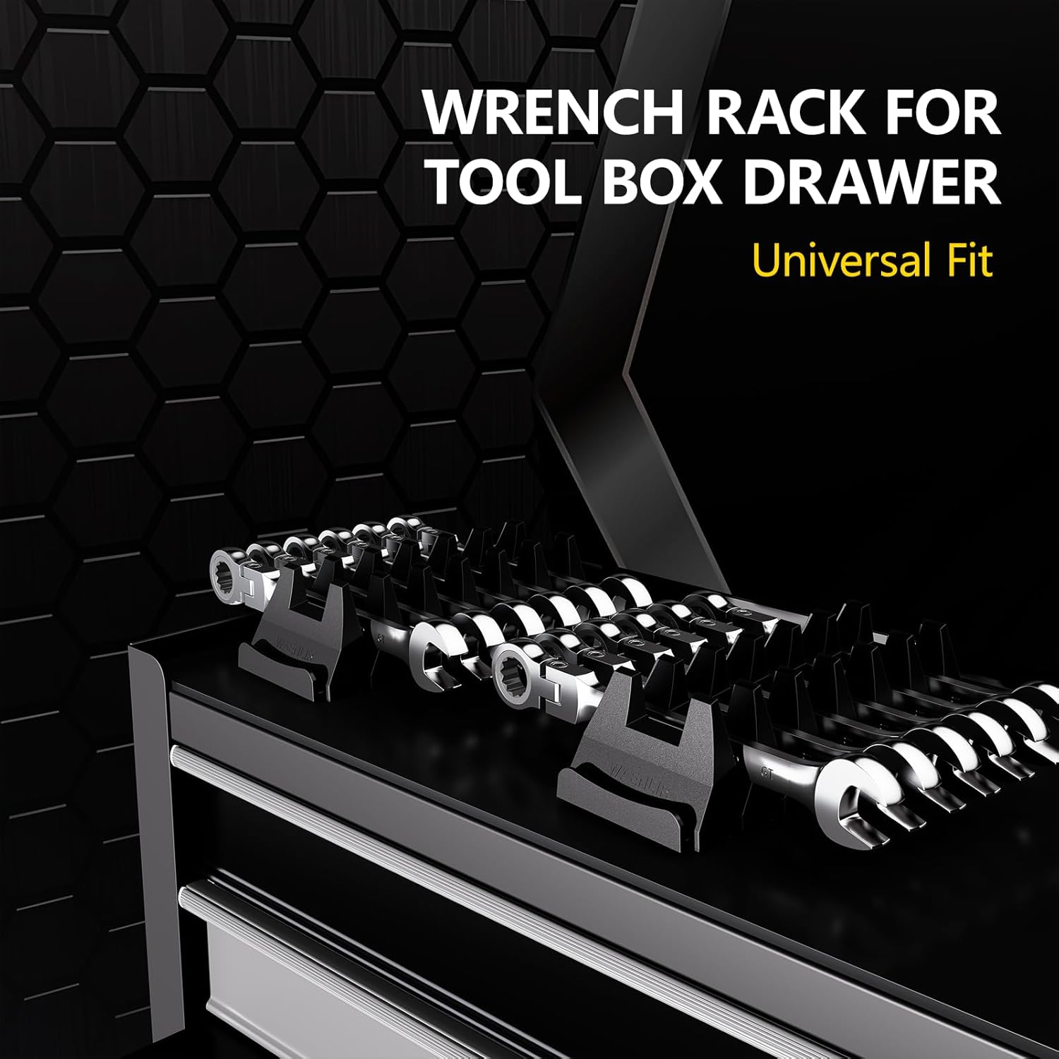 24PCS Magnetic Modular Wrench Organizer Set - Tool Drawer Storage Rack with Metric & SAE Labels, Wrench Holder with Magnet, Perfect Tool Gift for Men, father, boyfriend, DIYers & Mechanics (Black)