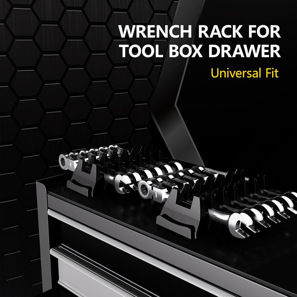 12PCS Magnetic Modular Wrench Organizer Set - Tool Drawer Storage Rack with Metric & SAE Labels, Wrench Holder with Magnet, Perfect Tool Gift for Men, father, boyfriend, DIYers & Mechanics (Blue)