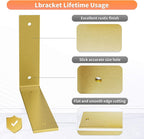 Gold Heavy Duty Shelf Brackets 12 Inch, Extra Thick L Shelving Brackets, Rustic Gold Iron Floating Shelves Wall Mounted with Hardware for DIY Open Shelving, 4 Pack