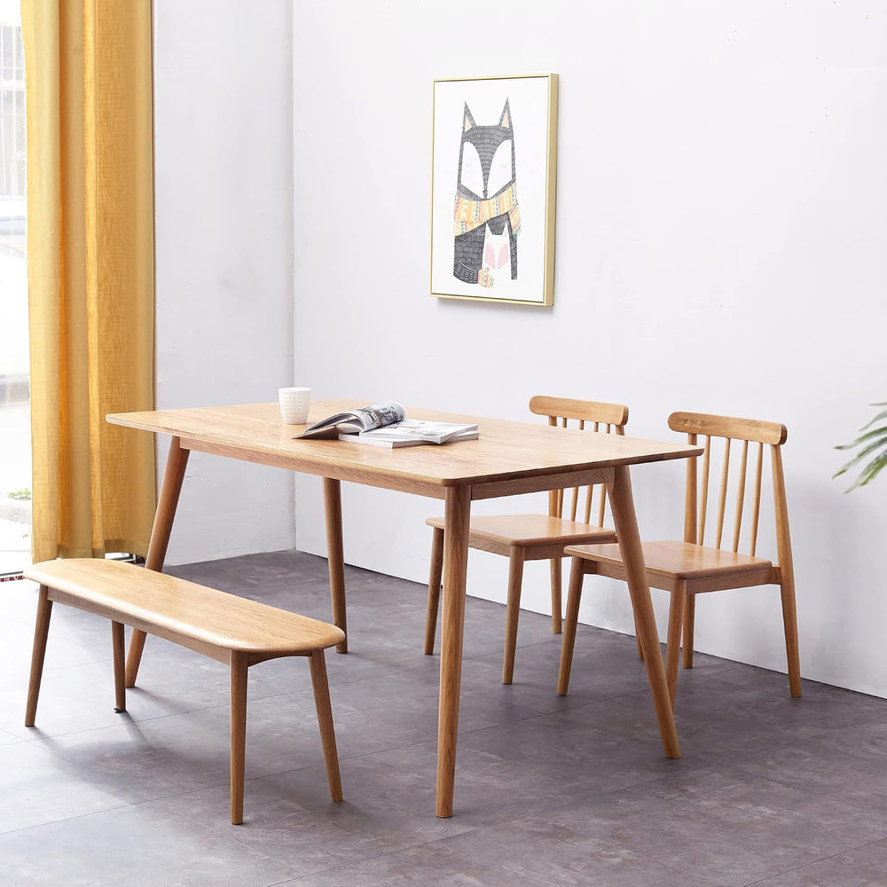 HomSof Natural Oak 100% Solid Wood for Dining Bench Table Bench for Living Ro...