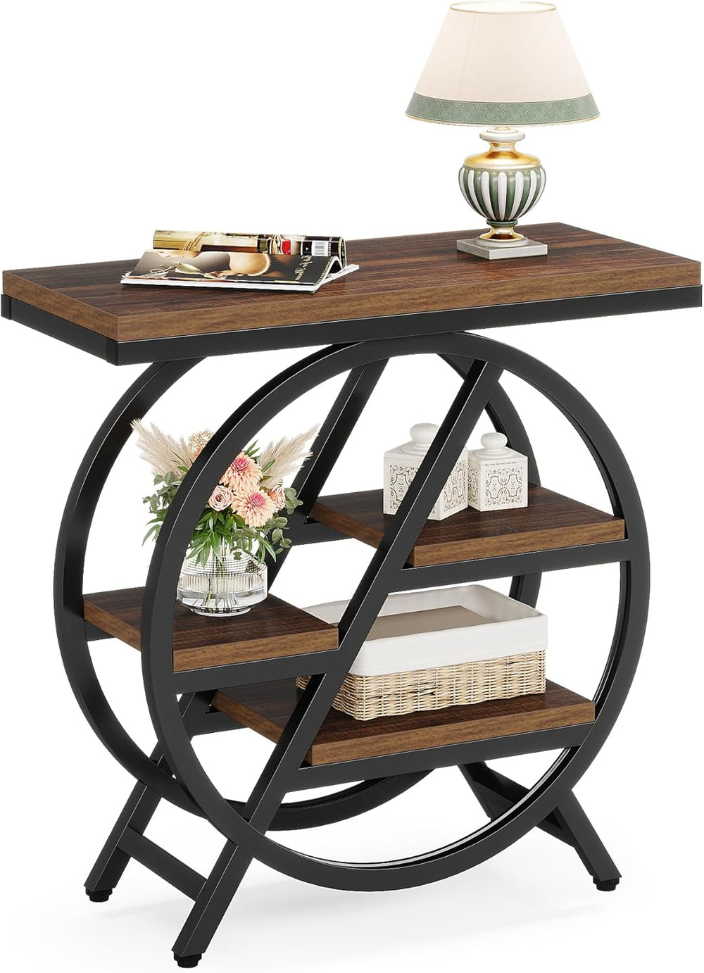 Tribesigns Side Table for Living Room, 4-Tier Narrow End Table with Storage, ...