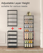 5-Tier Small Shoe Rack, Narrow Space-Saving Organizer for Small Spaces, Non-Woven Fabric Lightweight Shoe Shelves, for Closet Floor, Front Door, Entryway, Kids/Toddler/Adults, Black