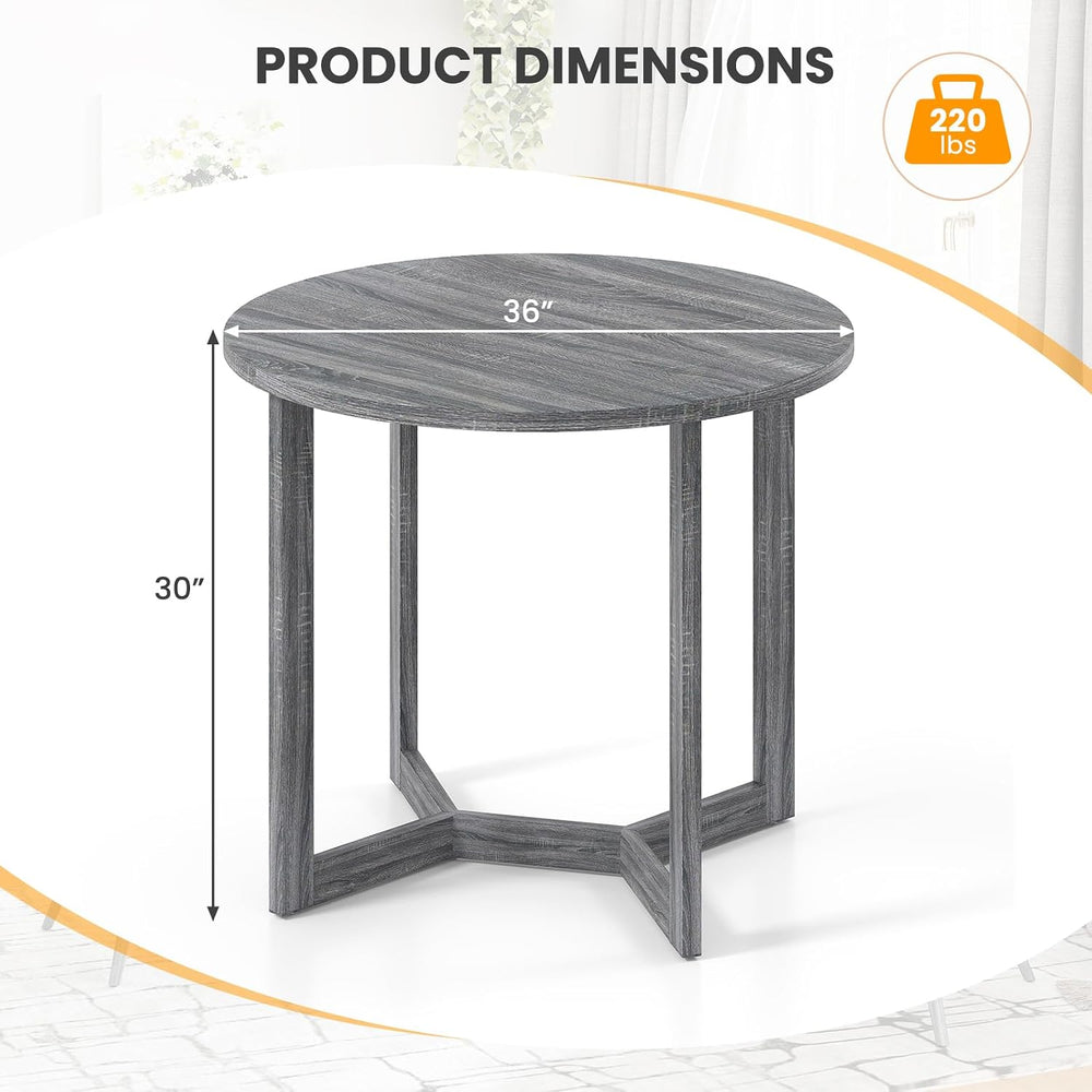 Giantex 36" Round Dining Table for 4, Kitchen Table with Wing-Shaped Bas...