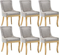 Upholstered Dining Chairs Set of 6, Modern Fabric Side Chairs with Gold Stainless Steel Legs, Accent Kitchen Chairs for Dining Room Table, Beige
