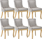 Upholstered Dining Chairs Set of 6, Modern Fabric Side Chairs with Gold Stainless Steel Legs, Accent Kitchen Chairs for Dining Room Table, Beige