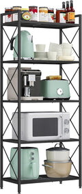 SONGMICS 5-Tier Metal Storage Rack, Shelving Unit with X Side Frames, Dense Mesh, 12.6 x 23.6 x 57.3 Inches, for Entryway, Kitchen, Living Room, Bathroom, Industrial Style, Ink Black UBSC165B01