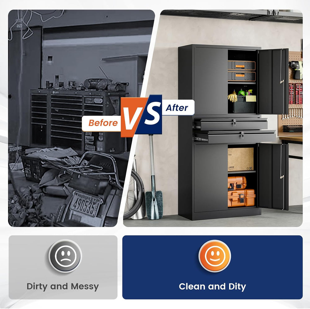 Yizosh Metal Garage Storage Cabinet with Locking Doors and Adjustable Shelves...