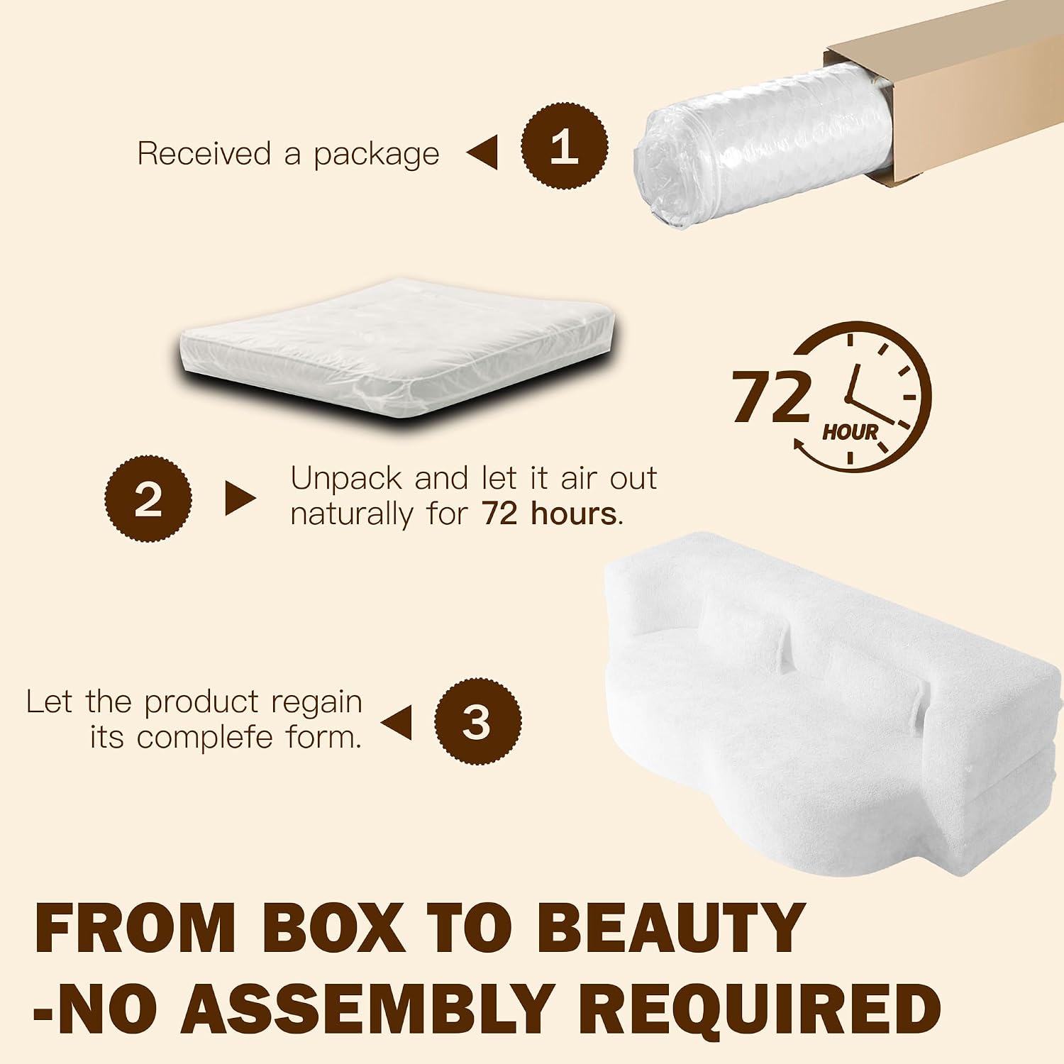 Convertible Folding Sofa Bed, 2-in-1 Full Size Floor Boneless Couch Bed, Loveseat Sleeper Couch, Teddy Floor Sofa, Memory Foam Sleeper SofaBed, Small couches for Small Spaces, No Assembly