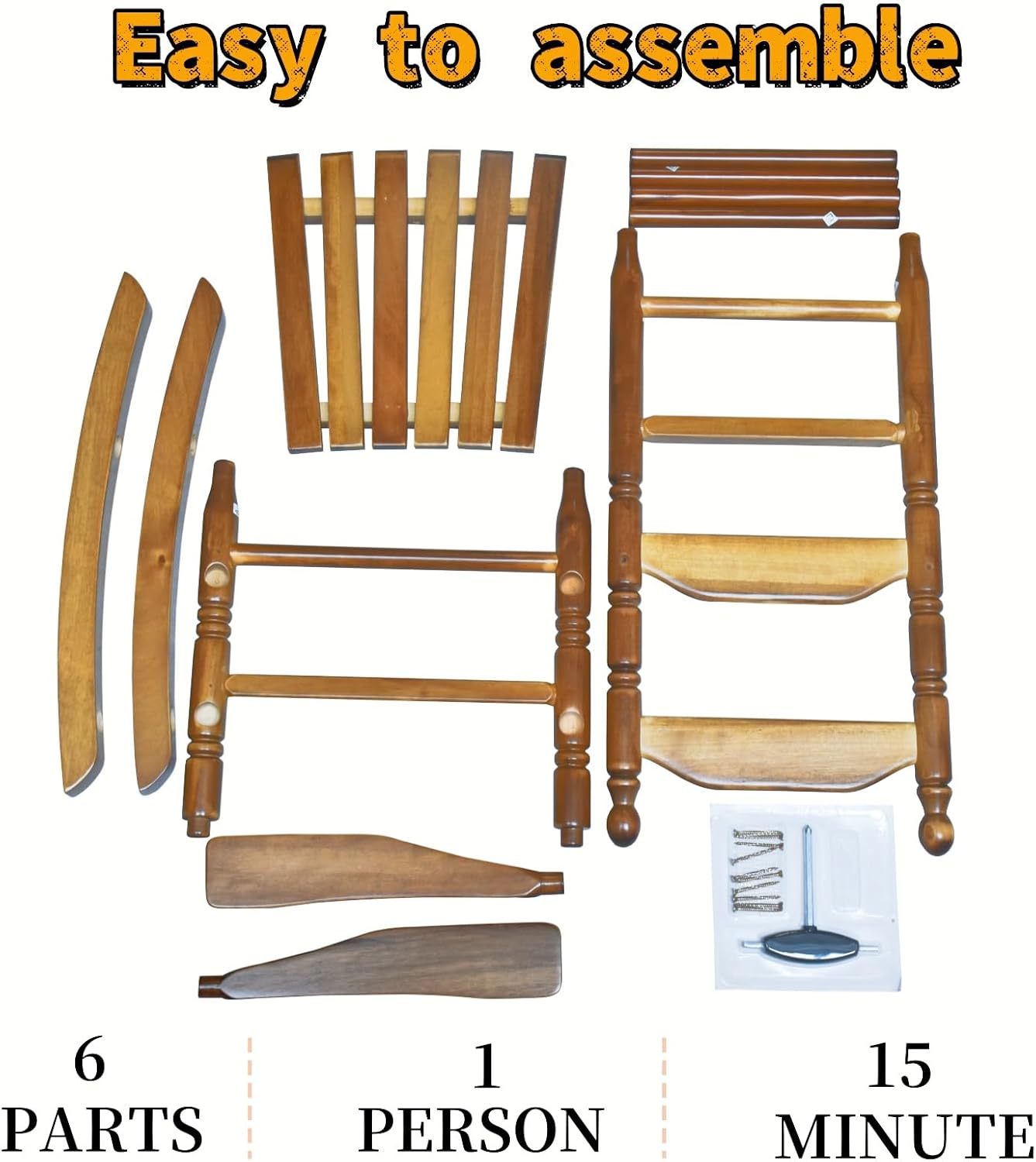 Child Rocking Chair for 3-6 Small Baby Kids Wooden Outdoor Furniture Indoor Living Room Lounge Bedroom Porch Patio Outside Brown