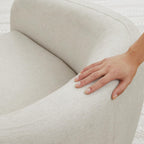 Watson & Whitely Swivel Accent Chairs Set of 2, Modern Upholstered Fabric Barrel Chair Armchair for Living Room, Bedroom, Fully Assembled, Fabric in Cream