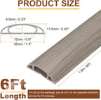 HARFINGTON 6ft Cord Cover Floor W0.6 x H0.33 Inner Channel PVC Hide Extension Cable Floor Wire Hider Wire Covers Protector for Prevent Cable Trips Cables Management, Light Grey