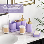 Bathroom Accessories Set - 25PC Bathroom Sets with Shower Curtain and Rugs, Purple Bathroom Set with Trash Can, Soap Dispenser, Soap Dish & Toilet Brush
