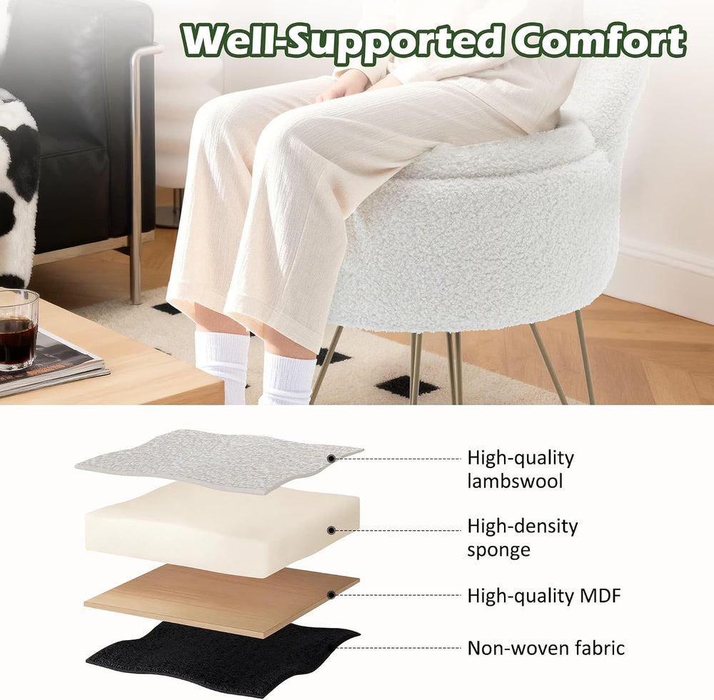 Korser Vanity Stool Chair with Storage and Folding Back, 13"x13"x27...