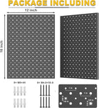 Ultrawall Metal Pegboard Panels, Pegboard Wall Organizer, Black Peg Boards for Wall, Garage Tool Storage Organization, 12"X16", 2pcs