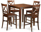 East West Furniture VNQU5-MAH-W 5 Piece Counter Height Pub Set Includes a Square Dining Room Table and 4 Kitchen Chairs, 36x36 Inch, Mahogany