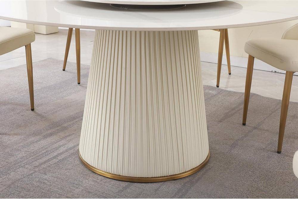 Round Marble Dining Table, Dining Table Faux Marble Stone Top Dining Room Set...