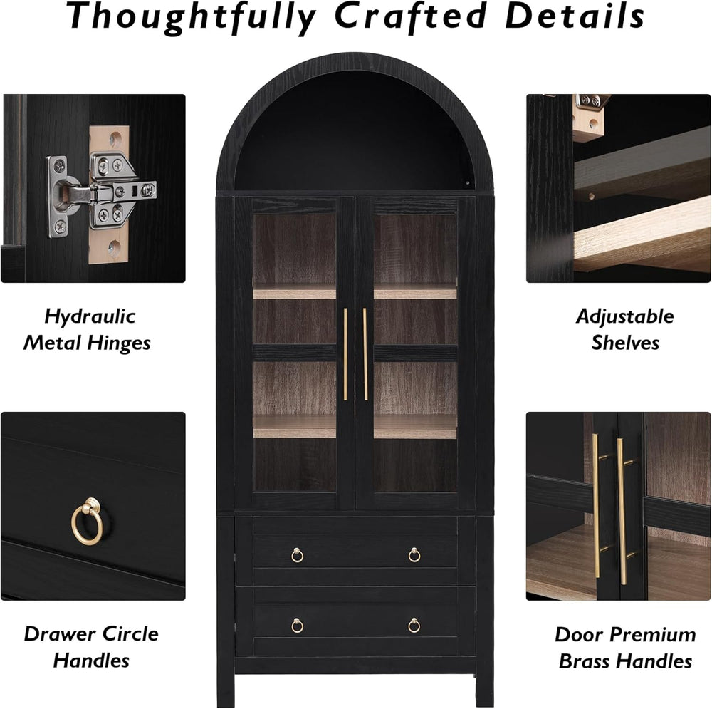 Arched Kitchen Pantry Cabinet, Modern Farmhouse Kitchen Tall Storage Cabinet ...