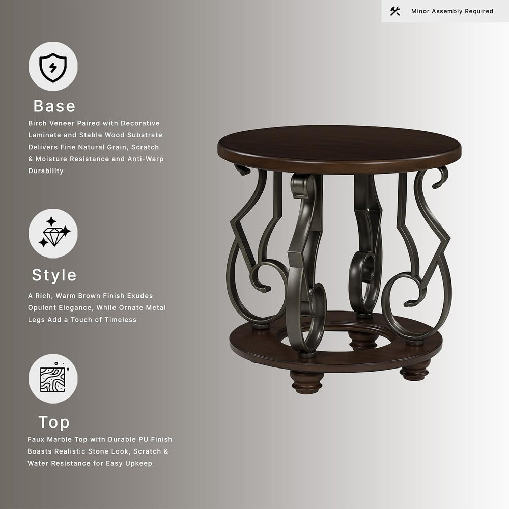 Signature Design by Ashley Frallyn Classic End Table with Curved Metal Suppor...