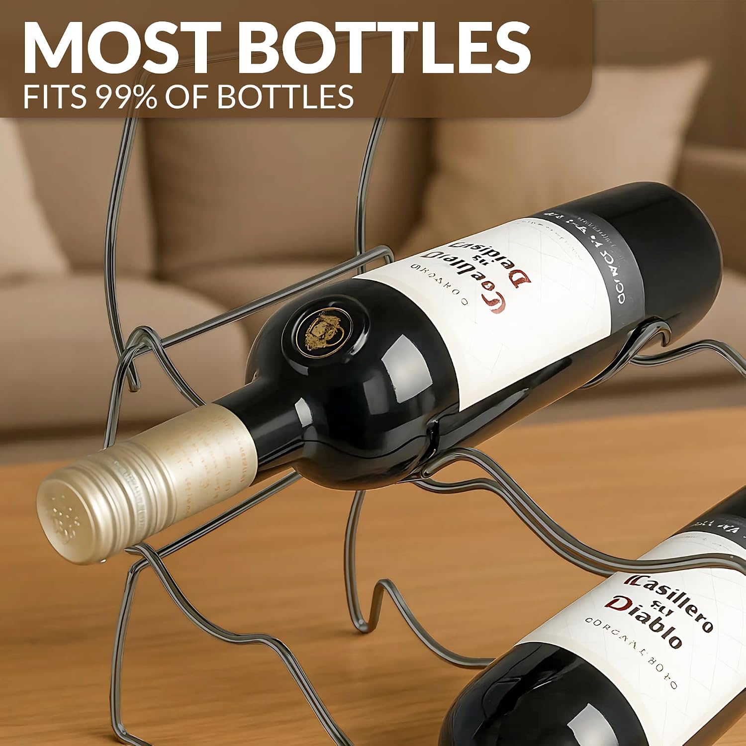 3-Tier Countertop Wine Rack, 12-Bottle Stackable Metal Liquor Display Shelf