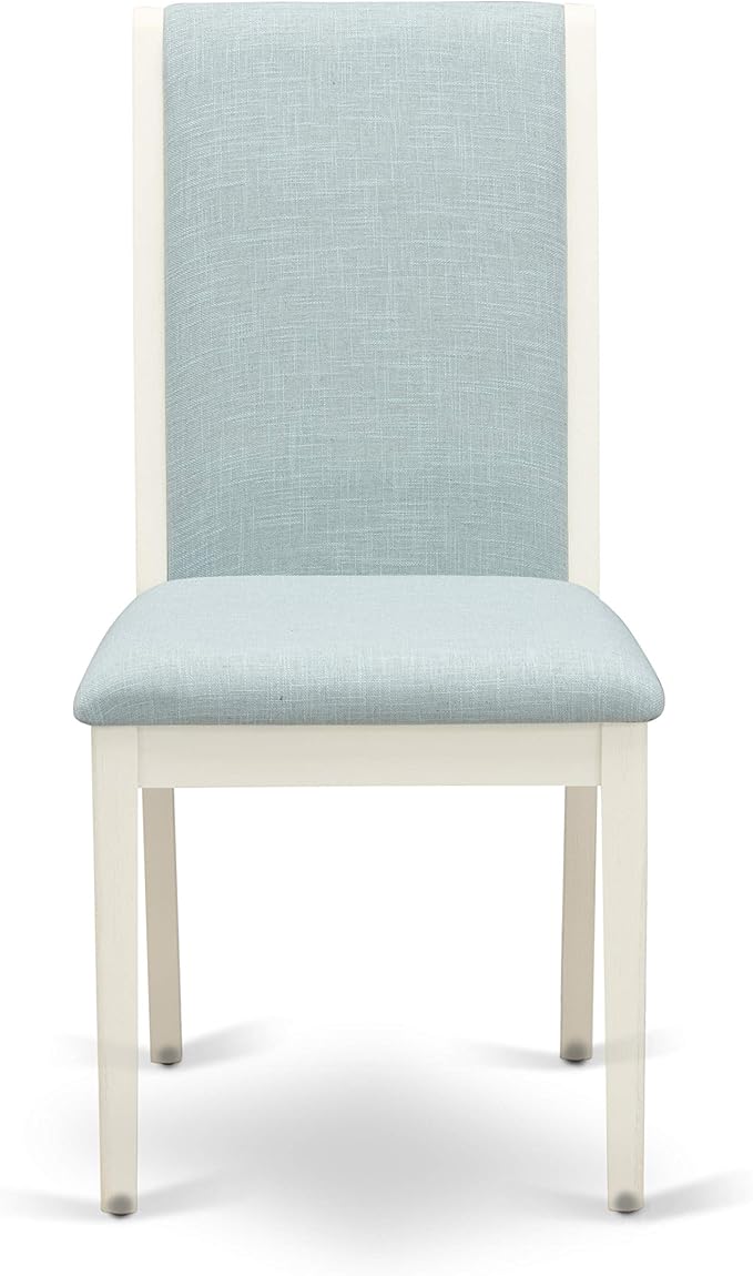 East West Furniture X097LA015-7 7 Piece Modern Dining Table Set Consist of a Rectangle Wooden Table with X-Legs and 6 Baby Blue Linen Fabric Upholstered Chairs, 40x72 Inch, Multi-Color