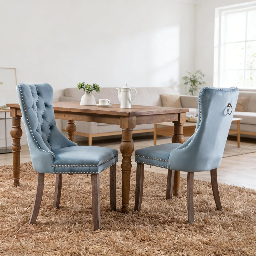 Dining Chairs Set of 2, Dining Chair with Velvet Upholstery Seat & Contou...