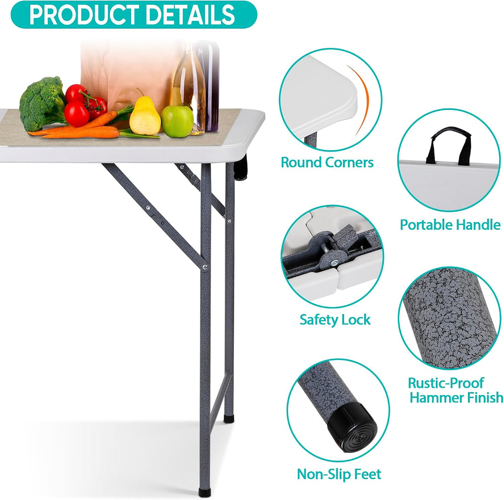 ZenStyle 6 ft Folding Table - 71"x27" Rectangular Portable Plastic ...