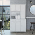 Kitchen Pantry Cabinet, Two Open Shelves, One Drawer, Multiple Cabinets, White,for Kitchen