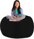 Posh Stuffable Kids Stuffed Animal Storage Bean Bag Chair Cover - Childrens Toy Organizer, X-Large 48" - Solid Black