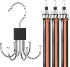 Belt Hanger, Belt Organizer for Closet 360° Rotatable Max 24 Belt Storage Space Saving Closet Organizers and Storage for Belt, Bra, Tank Top, Tie, Scarf, Purse 3Pcs