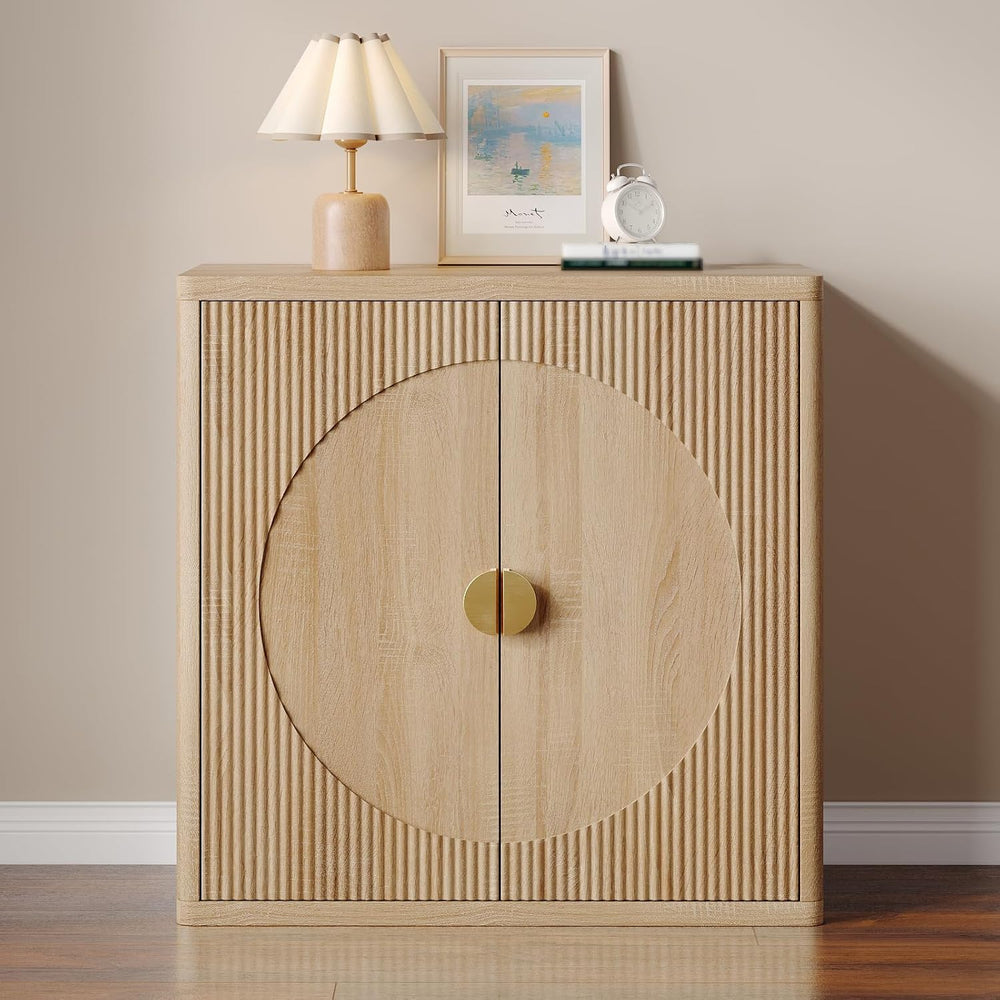 31.5" Fluted Sideboard Cabinet with Shelves & Soft-Close Doors(1,Lig...