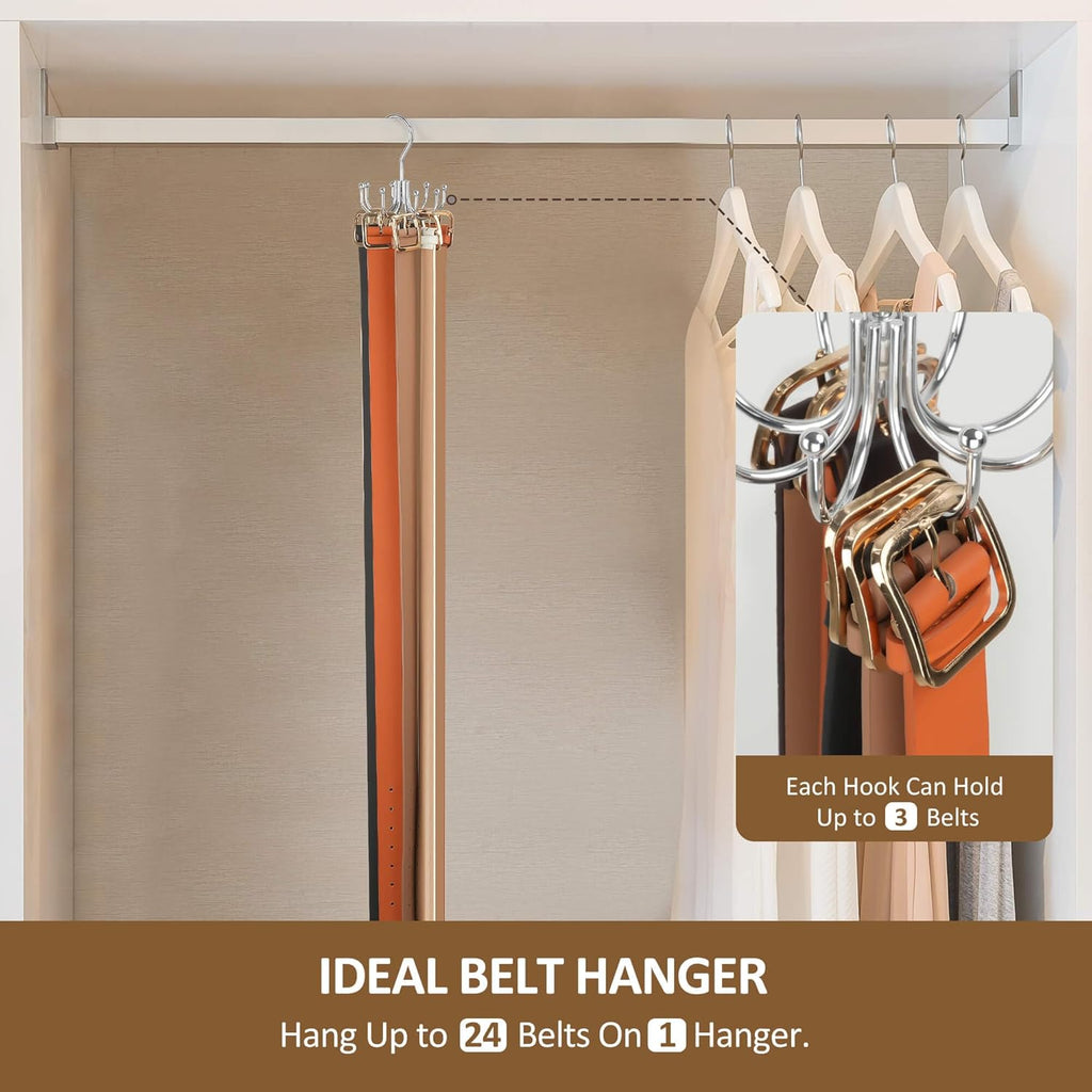 ZEDODIER Belt Hanger, Belt Organizer for Closet, Keeping Belts Visible and in Good Condition, Hanging Tie Rack Holder, Closet Organizers and Storage, Silver