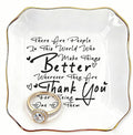 Ceramic Trinket Tray with Inspirational Thank You Quote - ASF | Jewelry Dish Ring Holder, Appreciation Gift for Coworker Teacher Nurse, Christmas Mother's Day Farewell Retirement Birthday