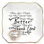 Ceramic Trinket Tray with Inspirational Thank You Quote - ASF | Jewelry Dish Ring Holder, Appreciation Gift for Coworker Teacher Nurse, Christmas Mother's Day Farewell Retirement Birthday