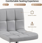 Yaheetech Bar Stools Set of 3, Adjustable PU Leather Swivel Barstools, Modern Counter Stools with Back and Footrest, Counter Height Barstools for Bar, Kitchen, Dining Room, Light Grey