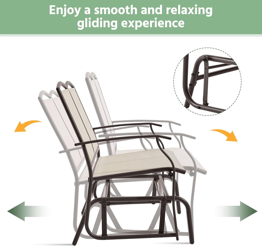 Yaheetech Glider Bench for Outside Patio 2-Person Outdoor Loveseat,Beige | Fr...