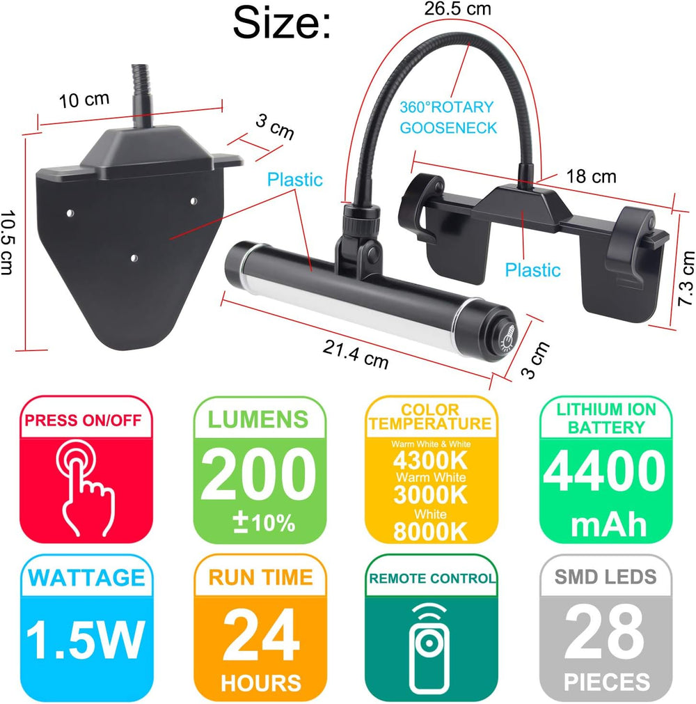 HONWELL Painting Lights Cordless, Dartboard Light with Remote, Rechargeable P...