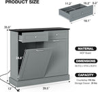 GAZHOME 20 Gallon Double Tilt Out Wooden Trash Cabinet with Charging Station, Upgrade Free Standing Recycling Cabinet with Outlet,Gray