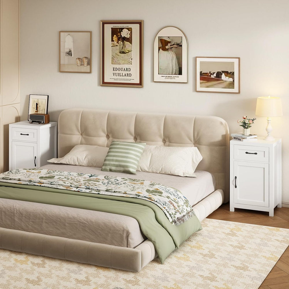 CARPETNAL Night Stand Nightstand with Drawer Storage Bed Side Table End Table...