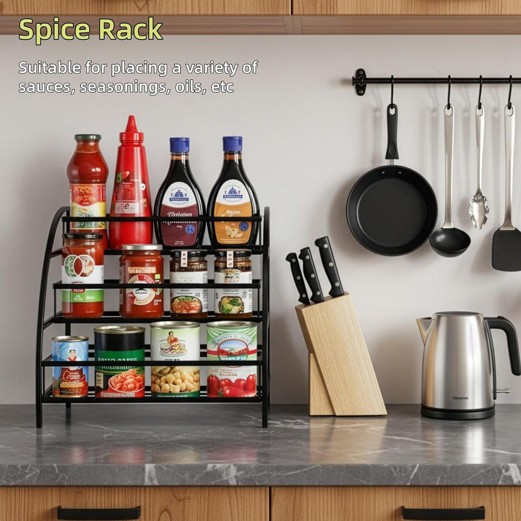 Cididu Coffee Syrup Organizer Rack, 9-12 Bottles Syrup Stand Holder for Countertop, 3 Tier Metal Small Wine Rack, Bottle Storage Shelves for Coffee Bar Station, Kitchen, Spice, Soda, Dressing