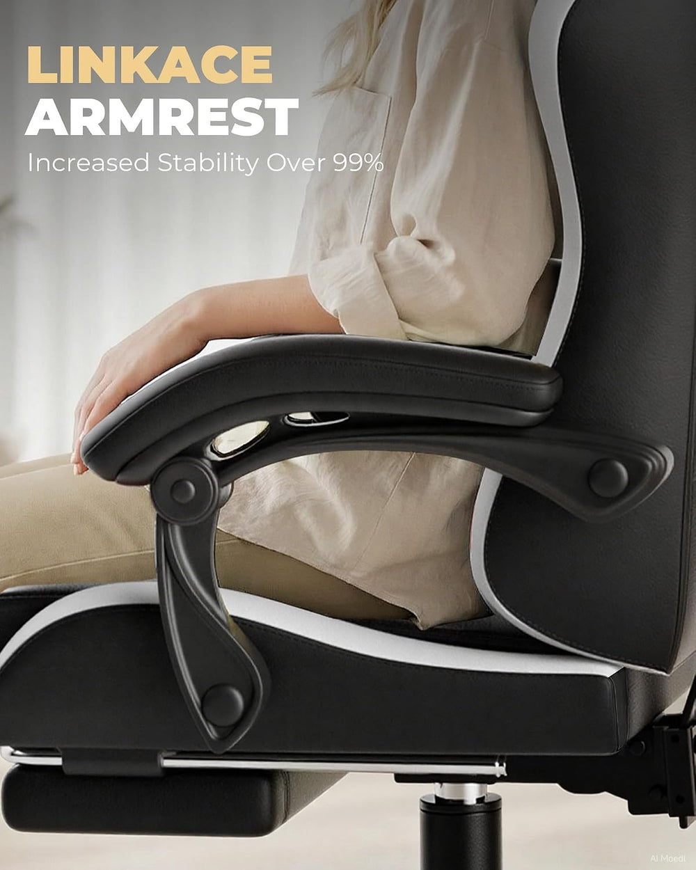 GTPLAYER Gaming Chair for Adults, Computer Chair with Footrest, Snow White | ...