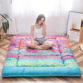 MAXYOYO Japanese Floor Mattress Futon Mattress, 4" Thicken Tatami Mat Sleeping Pad Foldable Roll Up Mat Boys Girls Dormitory Pad Kids Floor Lounger Pillow Bed, Charcoal Grey, Queen Size