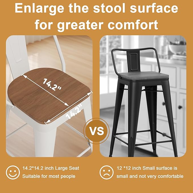 Andeworld Metal Bar Stools Set of 2, 30 inch Bar Height Barstools with Backs ...