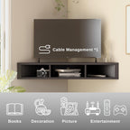 24/7 Shop at Home French 47 inch Modern Floating TV Stand with Storage, Floating Corner Shelf for Wall, Wood Entertainment Center with Shelves for Living Room, Bedroom, Family, Cappuccino Brown