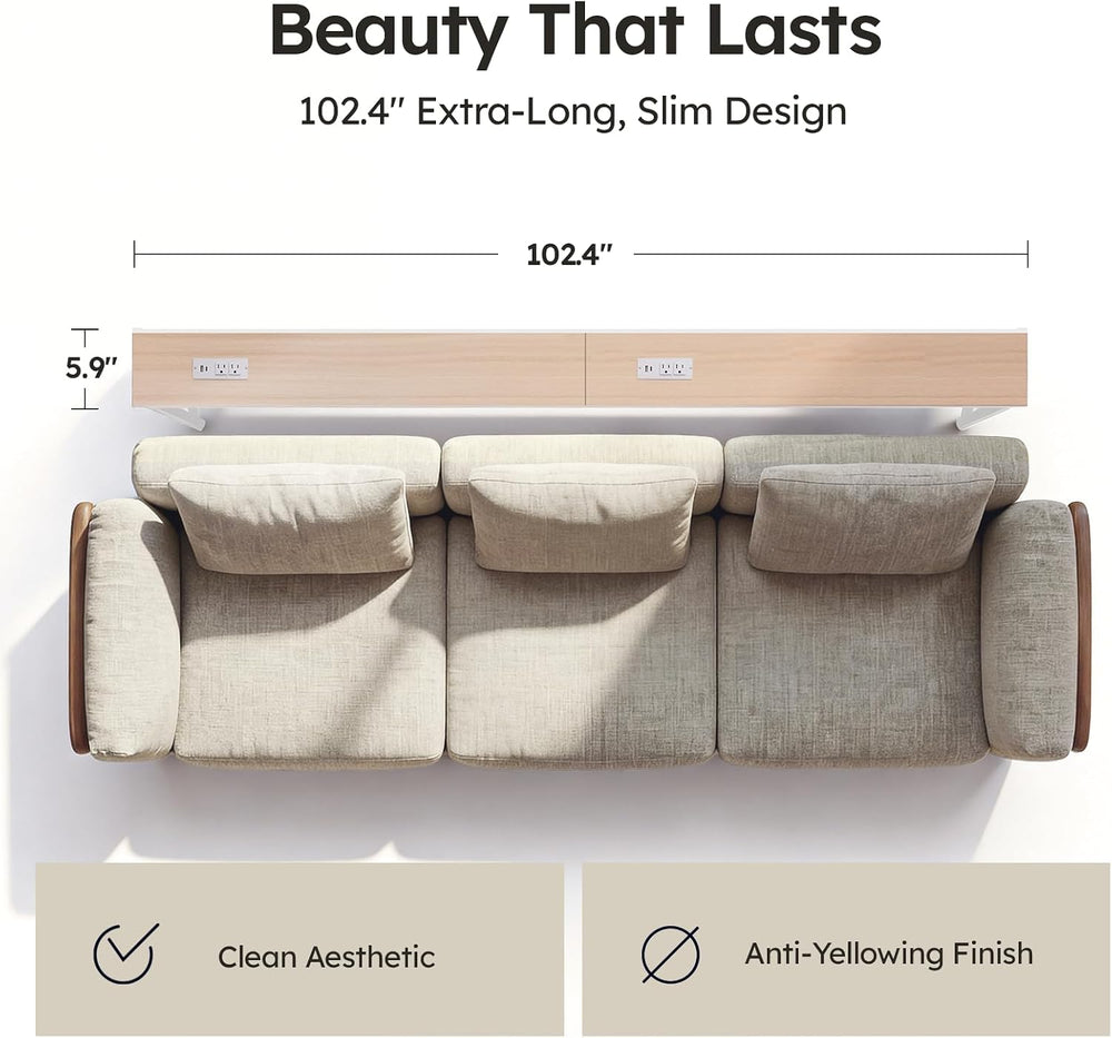 102.4" Sofa Table with 2 Charging Stations and USB-C Ports & LED | 2...