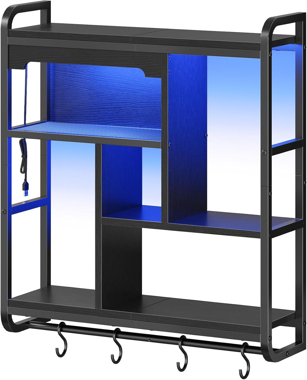 HOOBRO Gaming Floating Shelves for Wall, 26.4" LED Wall Shelf Display Rack