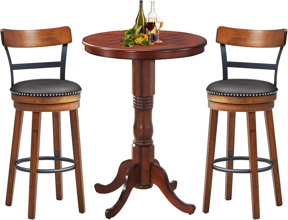 ERGOMASTER 3-Piece Dining Table Set for 2, Compact Round Table with Swivel Ba...