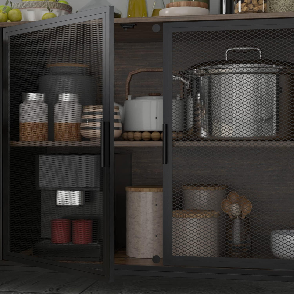 AIEGLE Large Kitchen Hutch Storage Cabinet, Pantry Cabinets with Hutch, Metal...