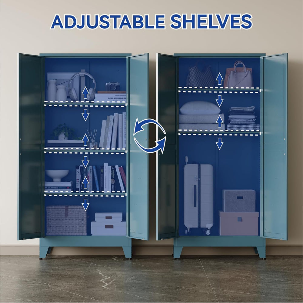 COFaR Metal Pantry Cabinet with Doors, Farmhouse 61'' Tall Storage Ca...