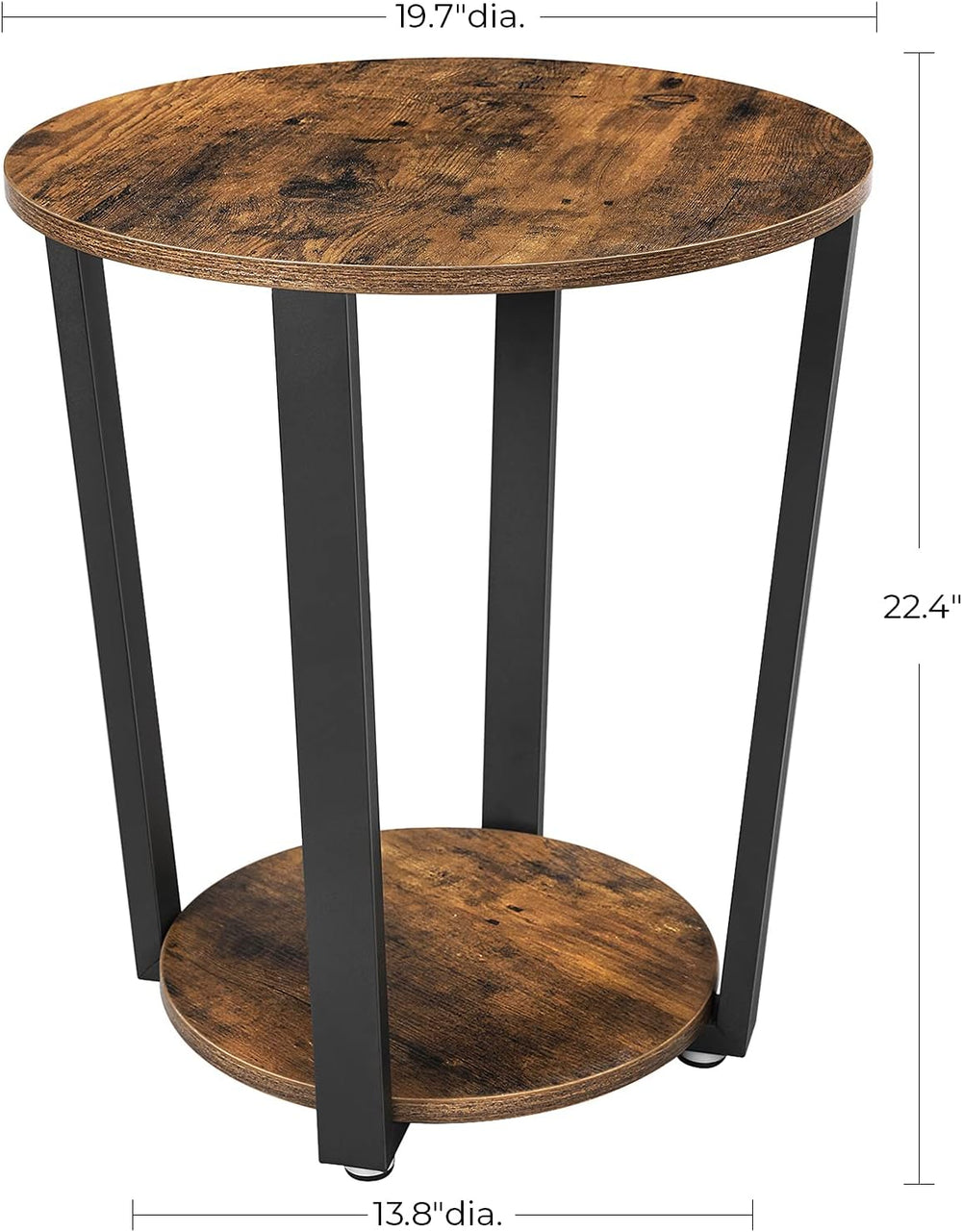 VASAGLE Round Side End Table, 2-Tier Accent Bedside Table with Storage Shelf,...